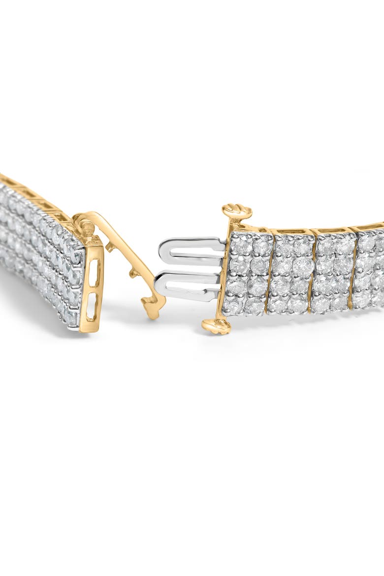 IGI Certified 14K Yellow Gold Plated Sterling Silver 10.0 Cttw Diamond 4 Row Tennis Bracelet, Alternate, color, Yellow Gold over Silver