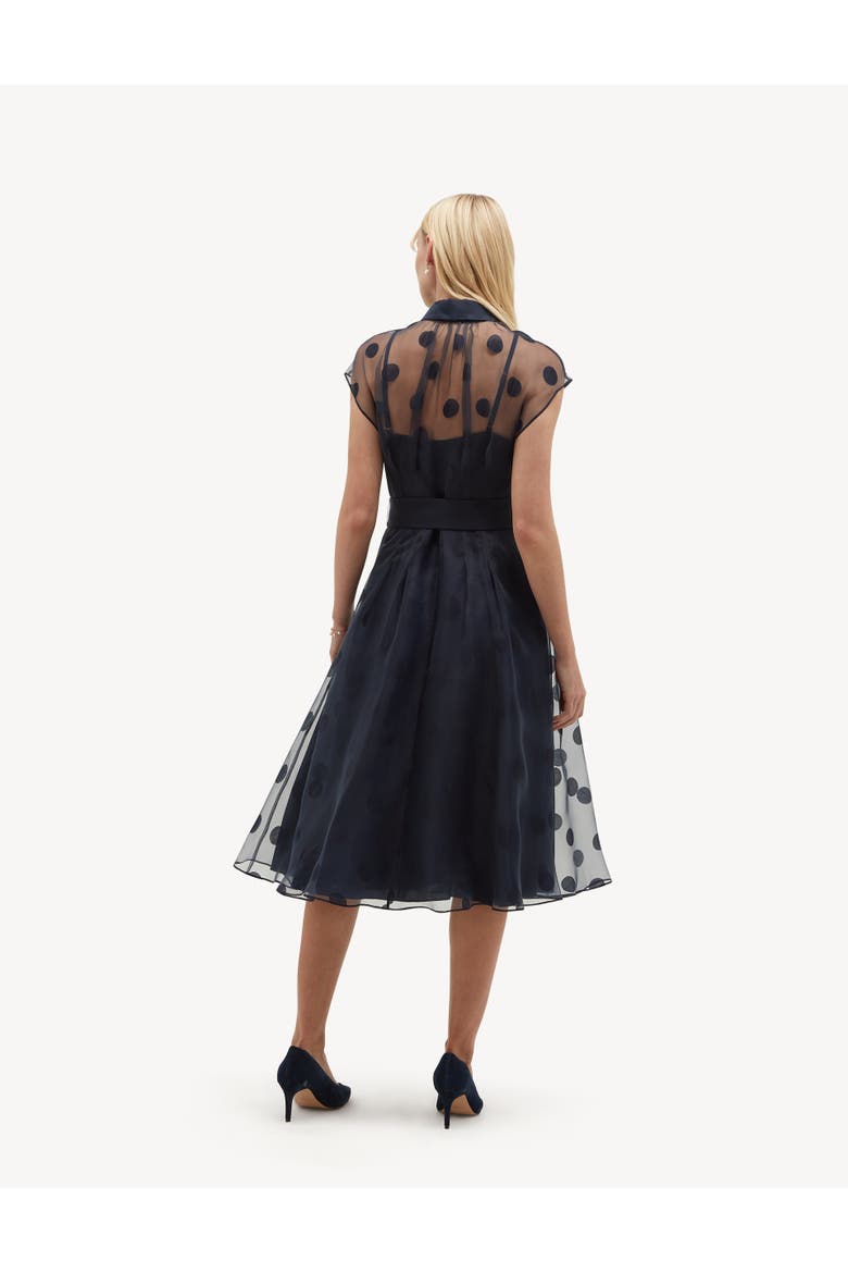 Tess Sheer Polka Dot Shirt Dress, Alternate, color, Midnightnavy