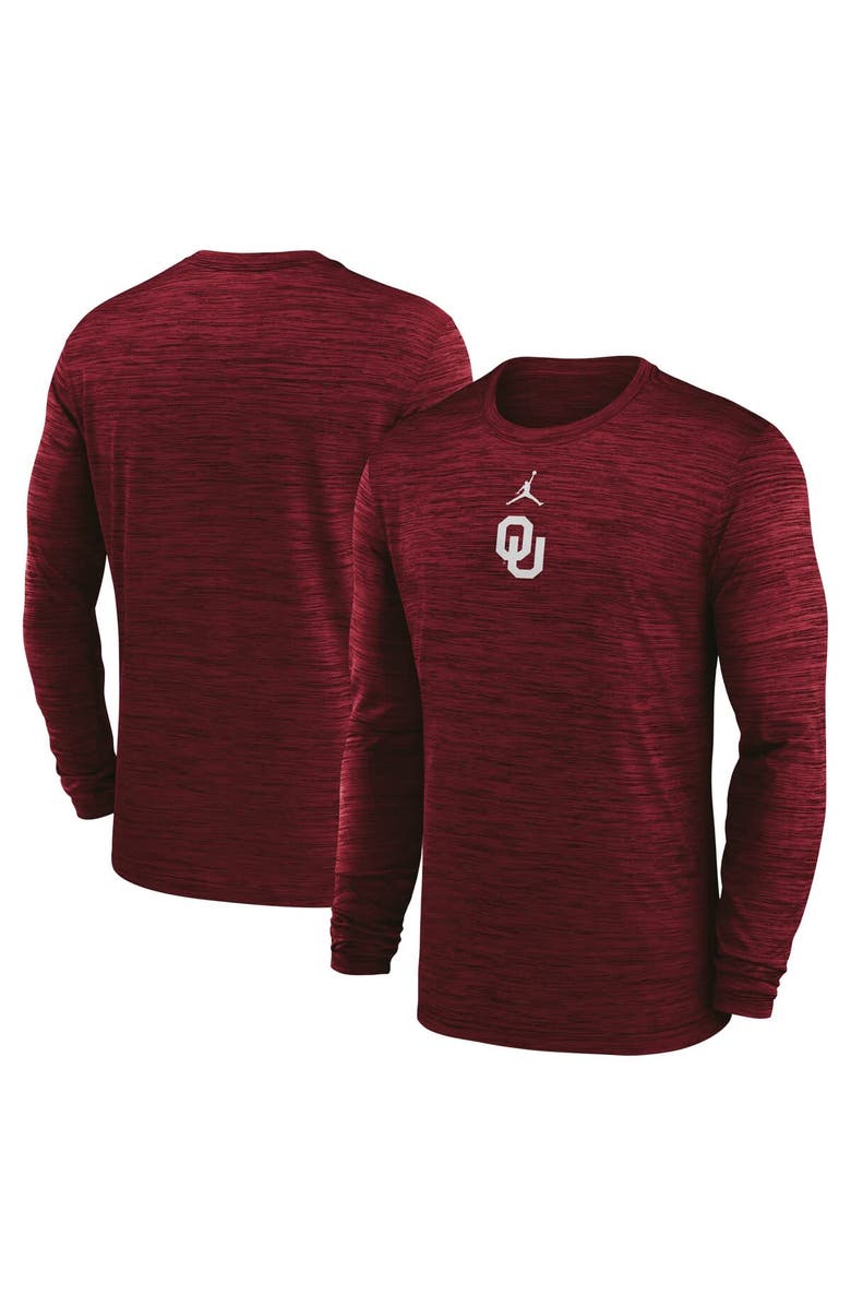 Jordan Brand Men's Jordan Brand Crimson Oklahoma Sooners 2025 Sideline Velocity Performance Long Sleeve T-Shirt, Main, color, Crimson