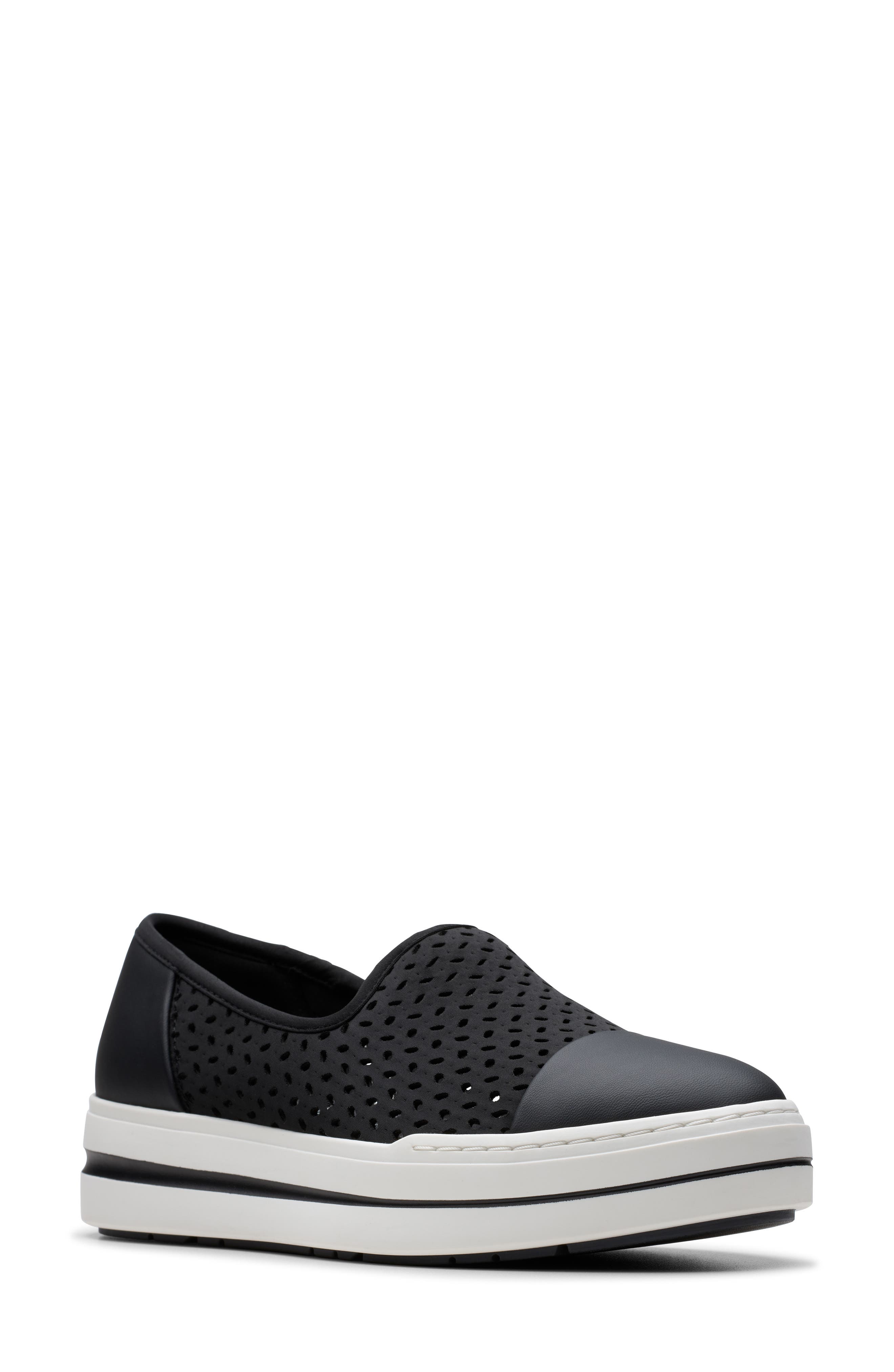 Clarks<sup>®</sup> Audreigh Star Platorm Slip-On Sneaker - Wide Width Available, Main, color, Black
