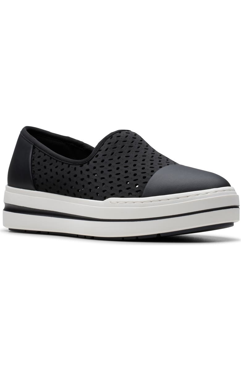 Clarks<sup>®</sup> Audreigh Star Platorm Slip-On Sneaker - Wide Width Available, Main, color, Black