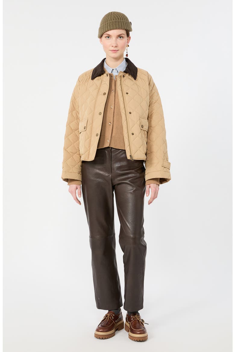 Leather Straight Leg Pants, Alternate, color, DARK BROWN