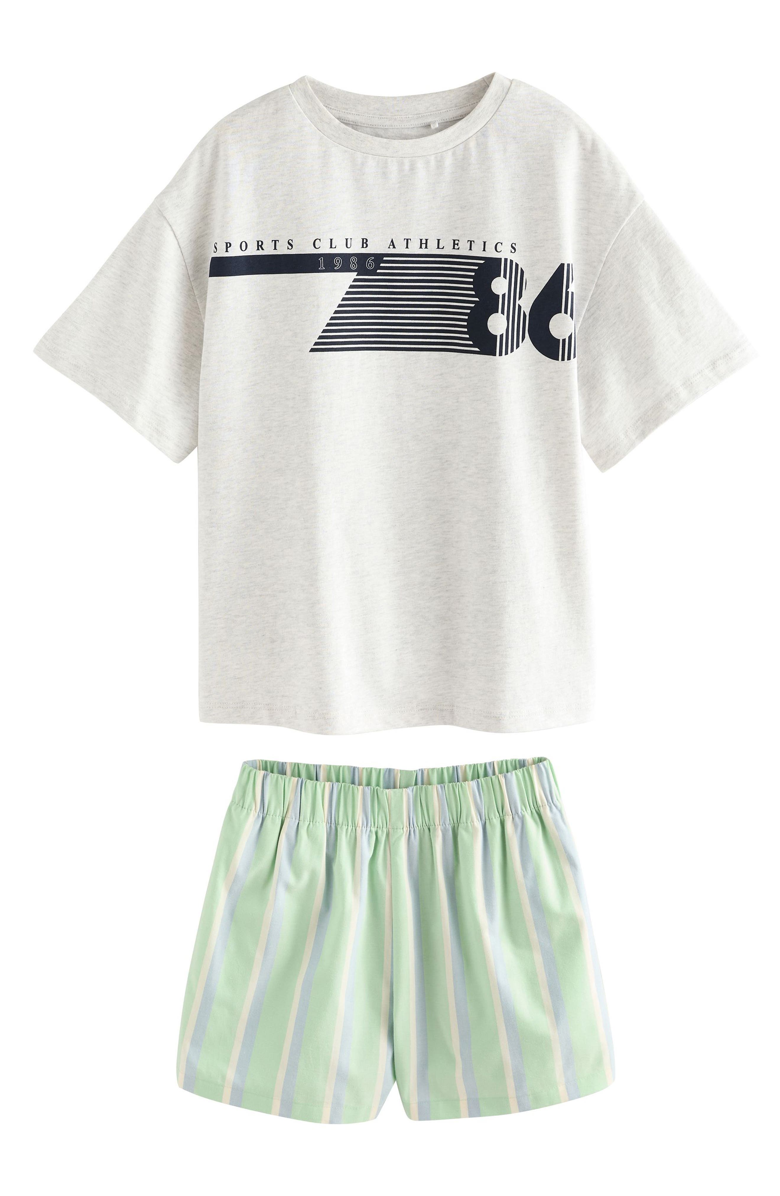 NEXT Kids' Cotton Graphic T-Shirt & Striped Shorts Set