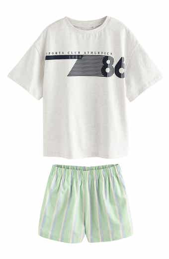NEXT Kids' Cotton Graphic T-Shirt & Striped Shorts Set