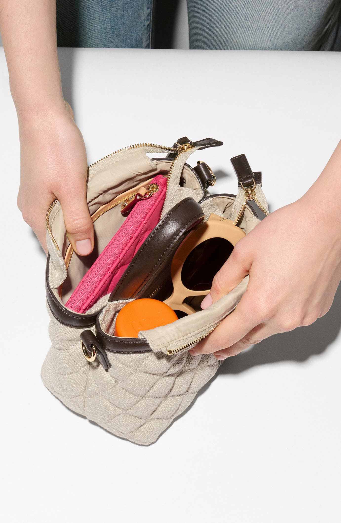Mini Astor Top Handle Bag, Alternate, color, SANDY LINEN