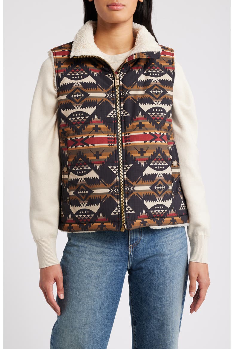 Hemlock Abstract Print Quilted Vest, Main, color, NEHALEM TAN
