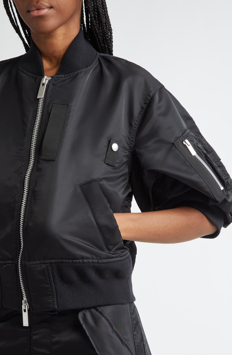 Sacai Short Sleeve Nylon Twill Bomber Jacket, Alternate, color, 