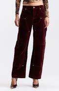 Avec Les Filles Barrel Leg Velvet Cargo Pants