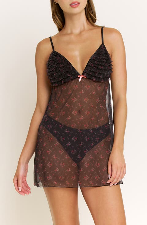 Rumba Floral Ruffle Sheer Chemise