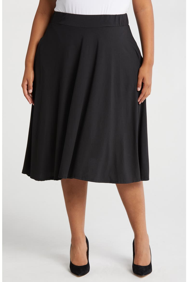 Flowy Jersey Midi Skirt, Main, color, BLACK