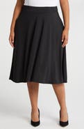 24seven Comfort Apparel Flowy Jersey Midi Skirt