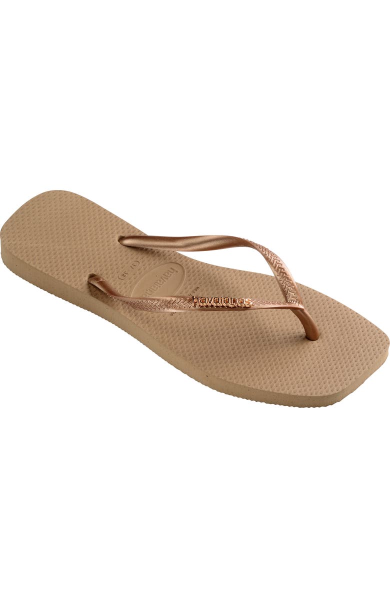 Havaianas Slim Square Logo Flip Flop, Main, color, Rose Gold/Rose
