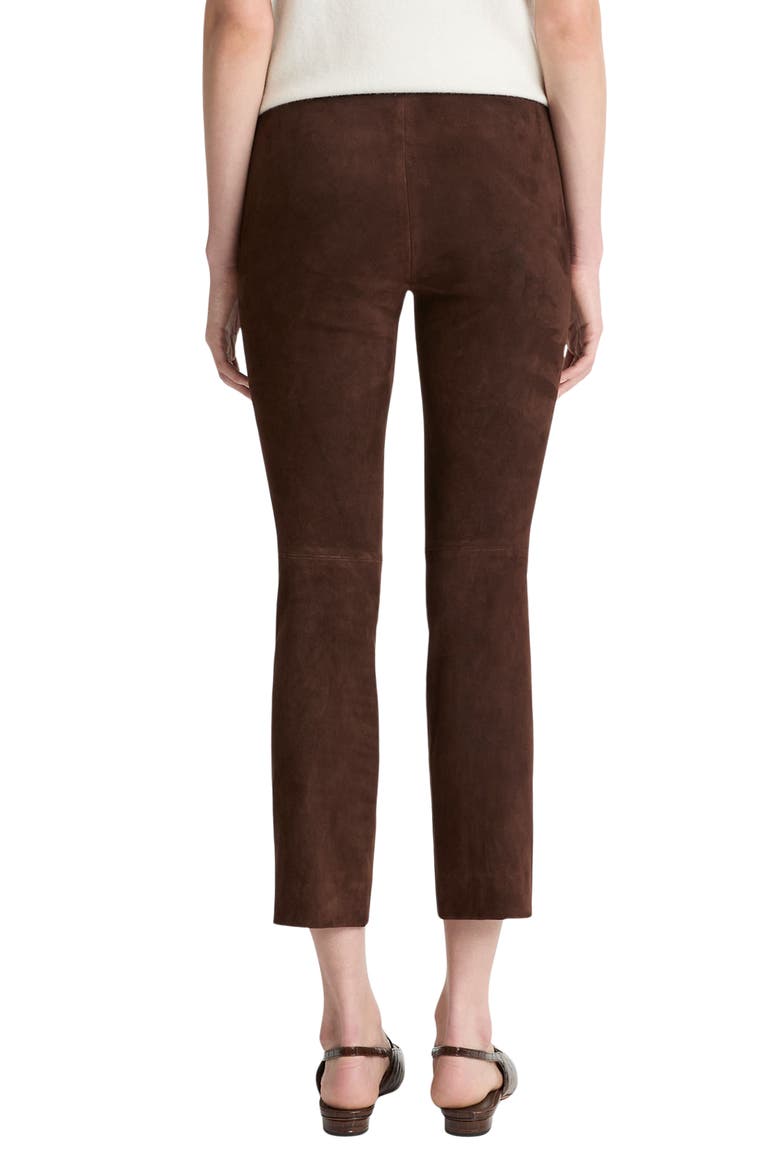 Suede Split Hem Crop Pants, Alternate, color, CHOCOLATE