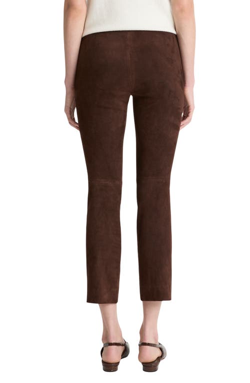Vince Stretch-suede Cropped Pants In Brown