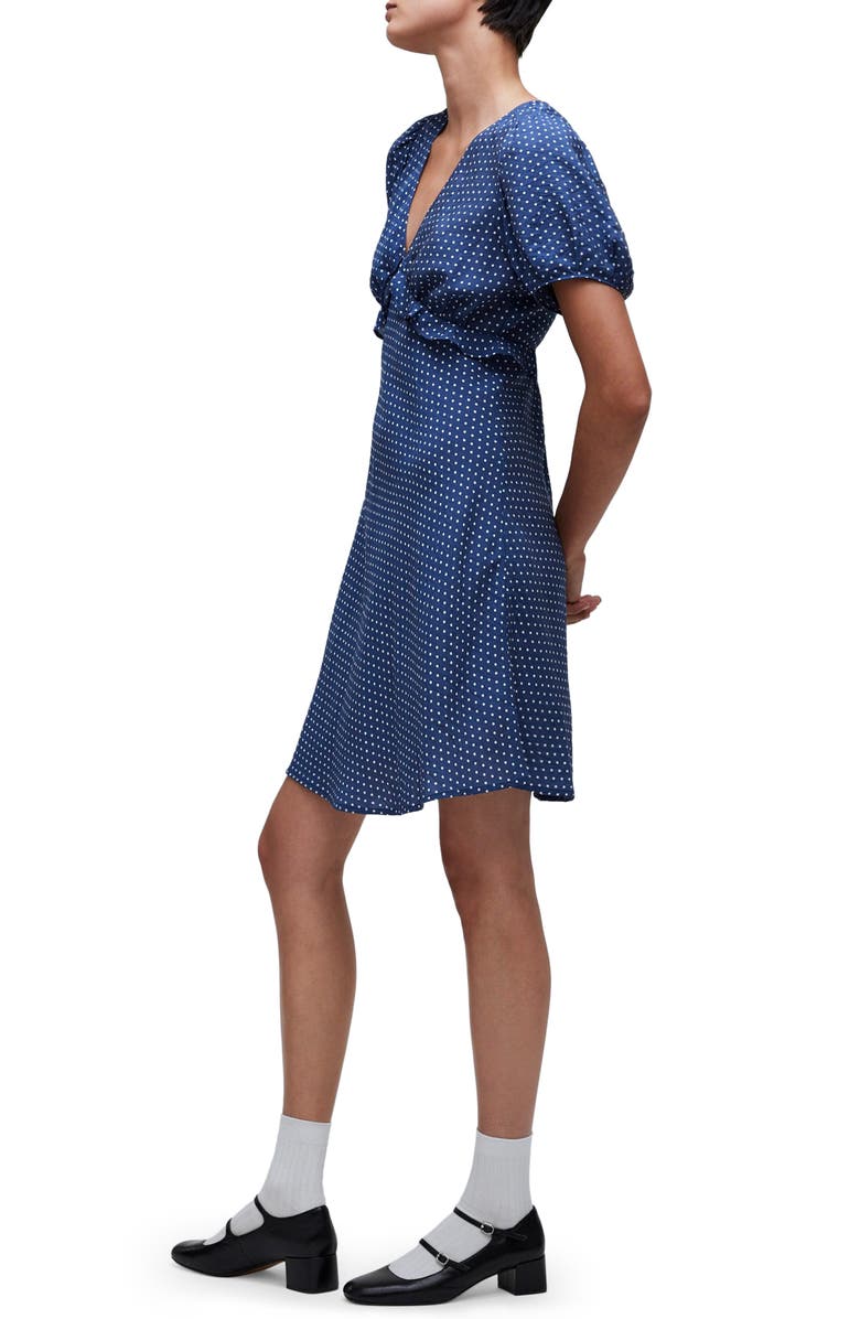 Madewell Polka Dot Puff Sleeve Ruffle Minidress, Alternate, color,