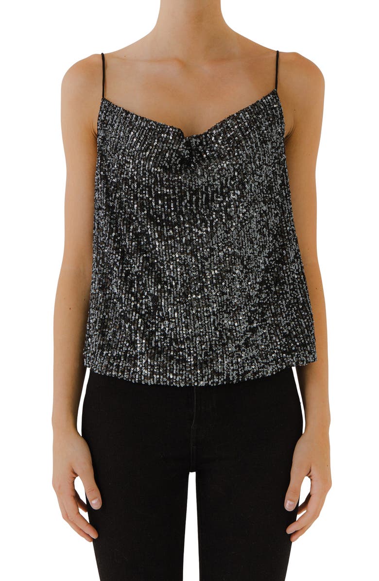 Endless Rose Sequins Cowl Neck Camisole, Alternate, color, 