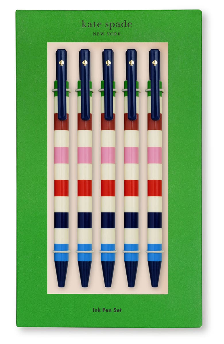 Kate Spade New York adventure stripe 5-pack ink pen set, Main, color, 