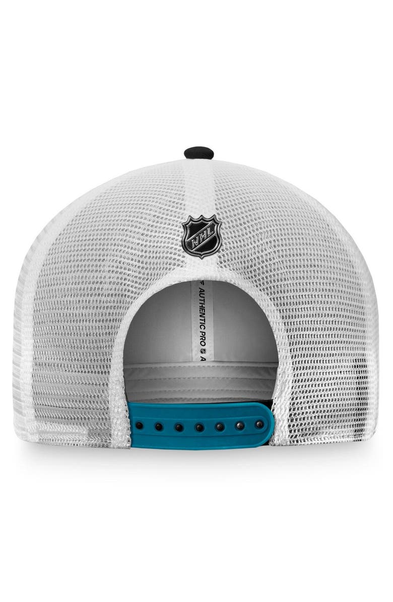 FANATICS Men's Fanatics Branded Black/White San Jose Sharks Authentic Pro Rink Trucker Snapback Hat, Alternate, color, Black