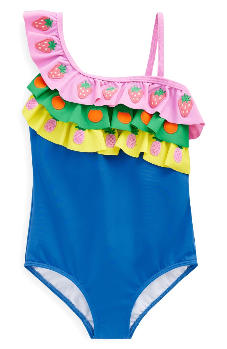Mini Boden Kids' Lila One-Shoulder One-Piece Swimsuit, Main, color, 