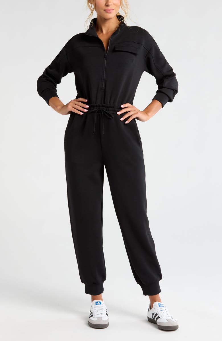 Zella Lift Off Long Sleeve Jumpsuit, Main, color, Black