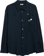 Undercover Embroidered Patch Felted Wool Button-Up Shirt