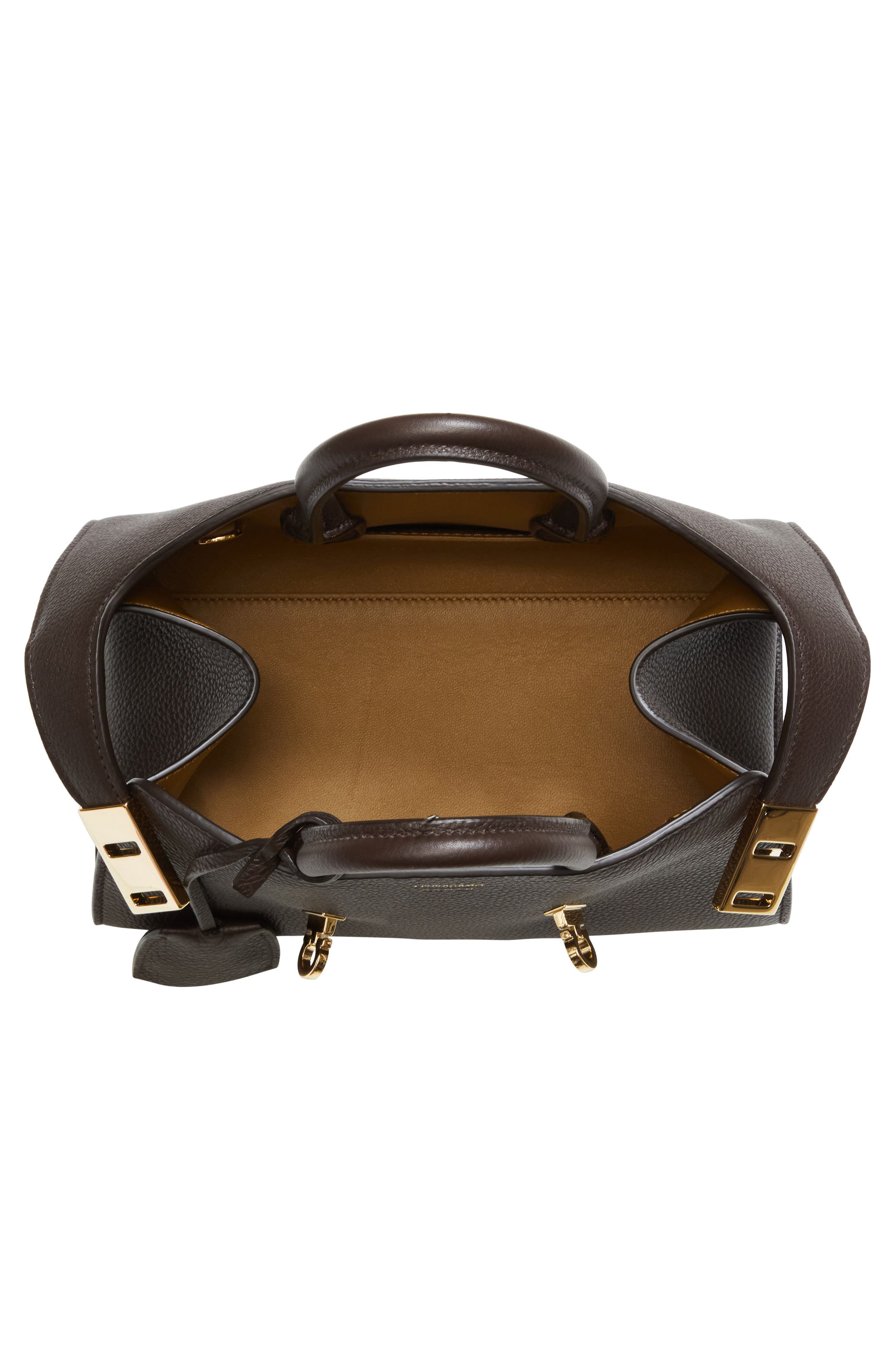 FERRAGAMO Mini Hug Soft Leather Top Handle Bag, Alternate, color, Testa Di Moro