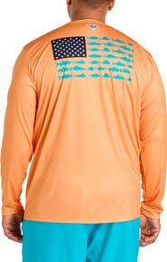 Columbia Big & Tall Terminal Tackle PFG Fish Flag Long-Sleeve T-Shirt