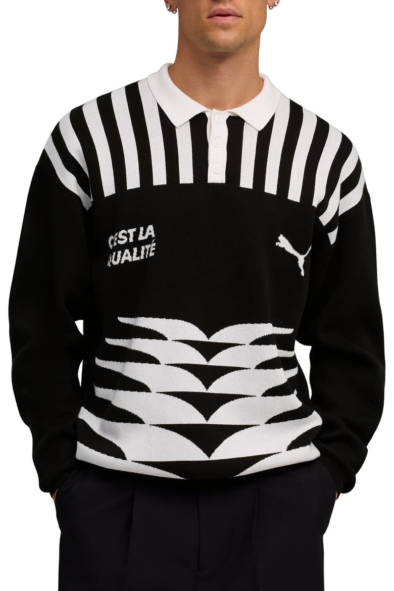 The NeverWorn VI Knit Polo Sweater, Main, color, PUMA BLACK