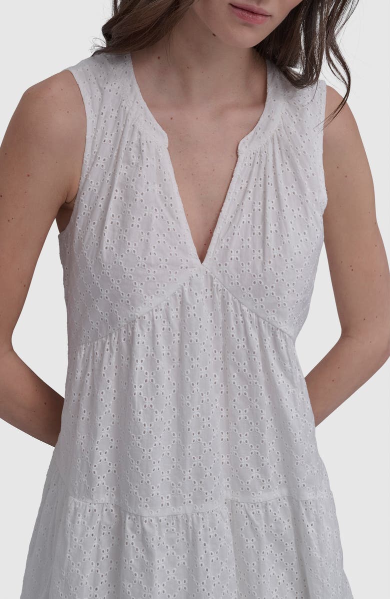 DKNY Jeans Sleeveless Eyelet Dress, Alternate, color, Clover White