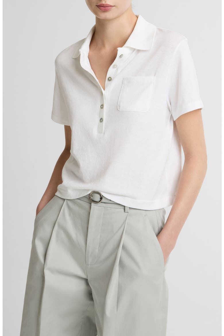 Pocket Crop Cotton Polo, Main, color, OPTIC WHITE