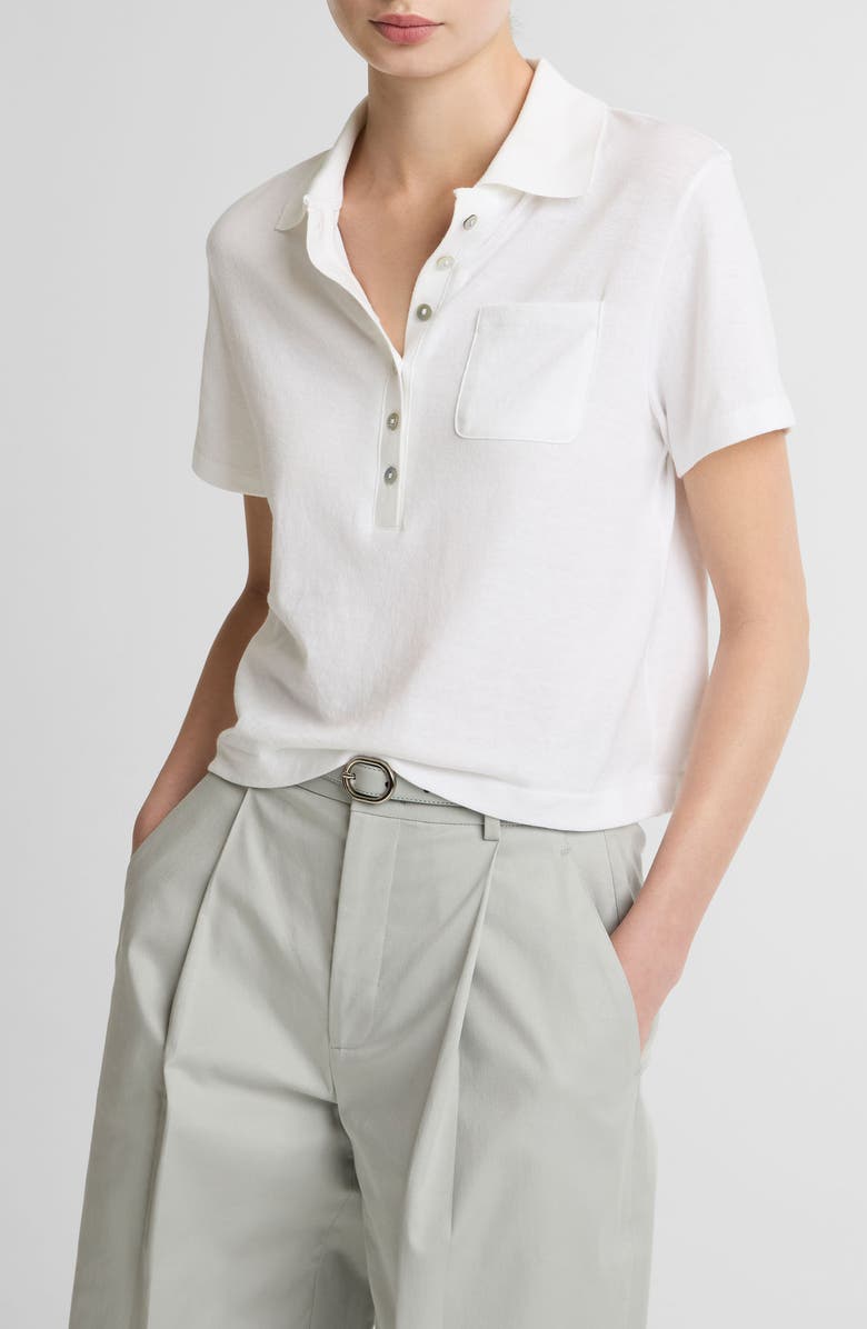 Vince Pocket Crop Cotton Polo, Main, color, Optic White