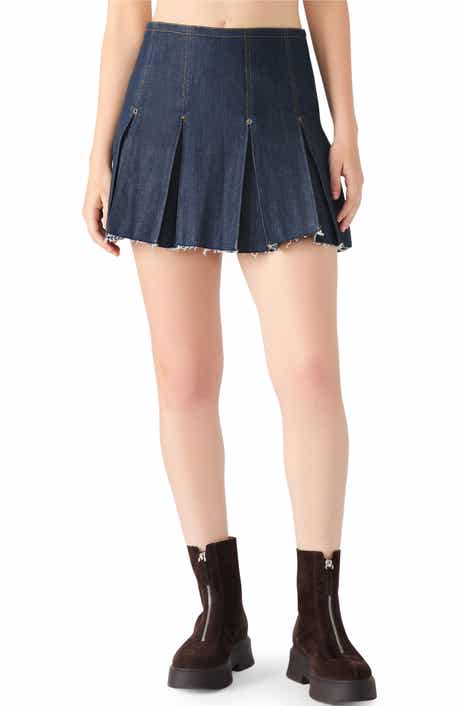 Steve Madden Joan Pleated Denim Miniskirt