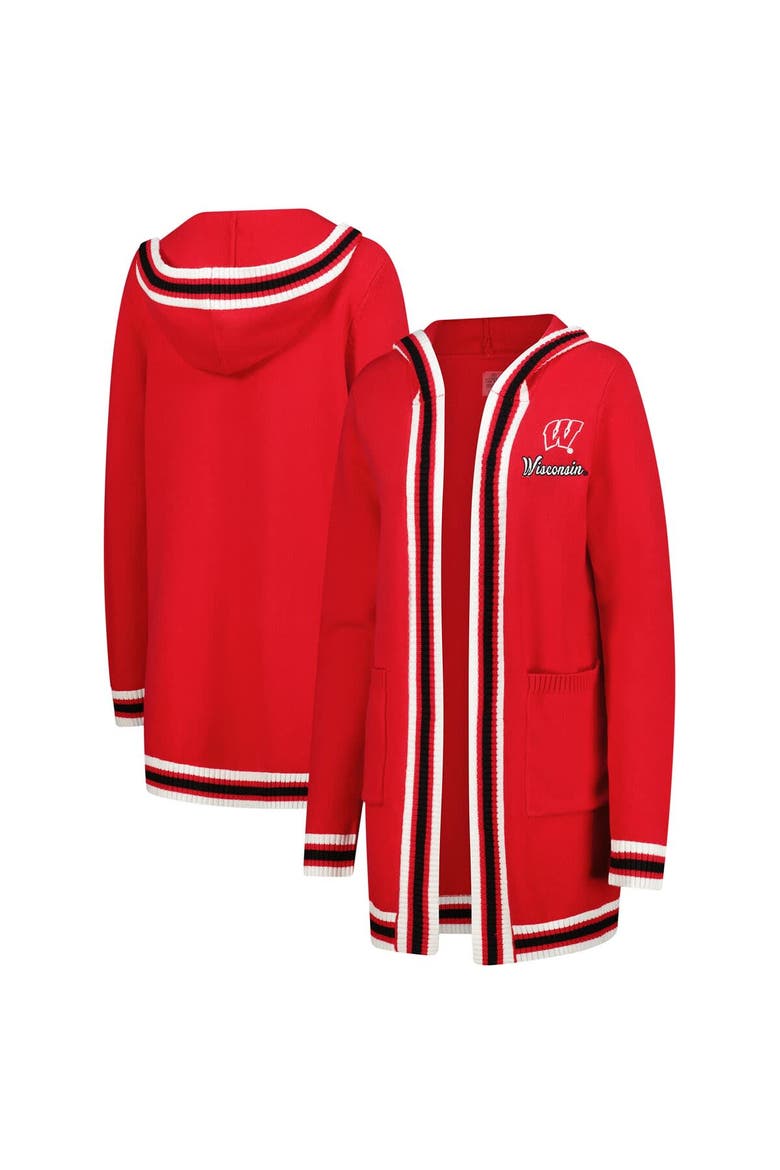 Women's Gameday Couture  Red Wisconsin Badgers Tri-Blend Rounded Stripe Cardigan, Main, color, Red