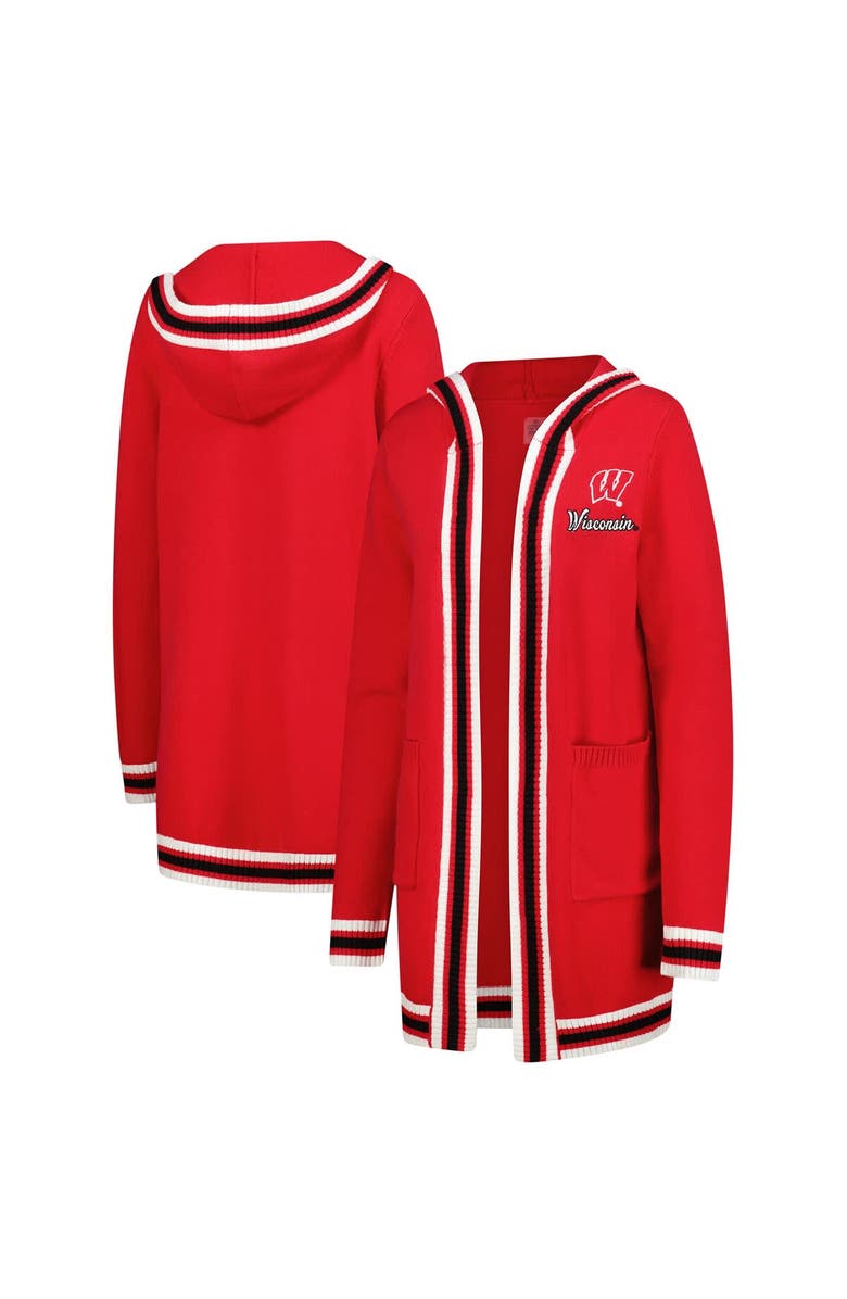 GAMEDAY COUTURE Women's Gameday Couture  Red Wisconsin Badgers Tri-Blend Rounded Stripe Cardigan, Main, color, Red