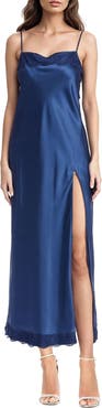Jewel Badgley Mischka Lace Trim Maxi Slipdress