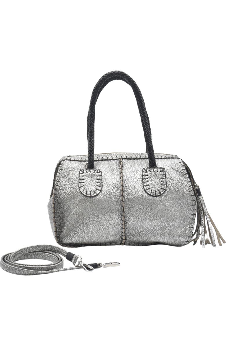 Carlos Falchi Mini Barrel Top Grain Leather Bag, Main, color, Roman Chrome