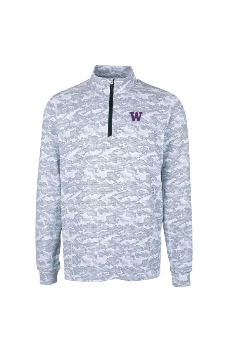 Cutter & Buck Men's Cutter & Buck Charcoal Washington Huskies Big & Tall Traverse Camo Print Stretch Quarter-Zip Pullover Top, Alternate, color, 