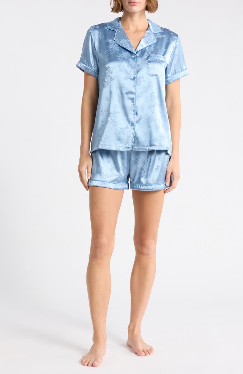 Tart Dixie Satin Shorts Pajamas, Main, color, Branch Floral-Faded Denim