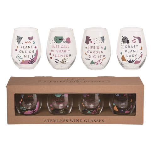 18 oz Multicolor Spring Stemless Wine Glasses Set of 4 for Plant Enthusiasts Perfect for Spring Celebrations