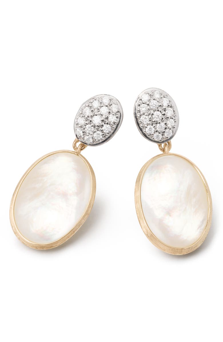 Marco Bicego Siviglia 18K Yellow Gold, Diamond & Mother-of-Pearl Drop Earrings, Alternate, color, Yl/ Wh Gold