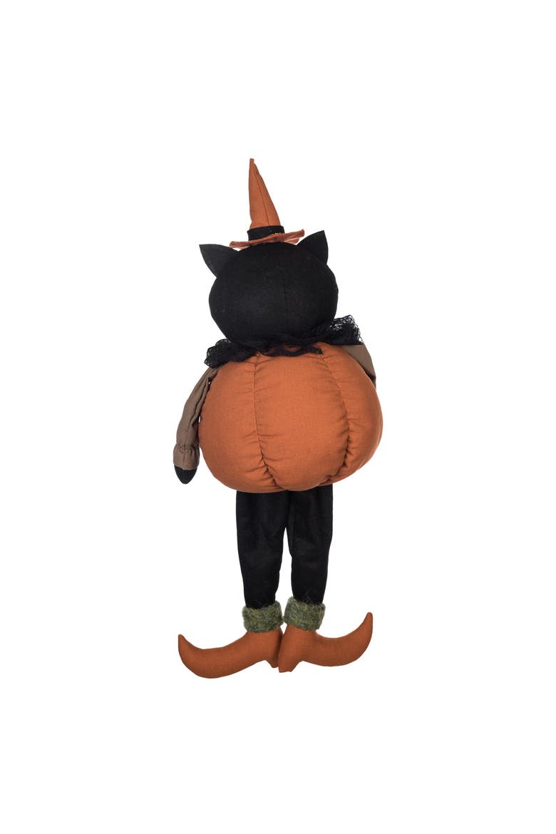 Vintage Halloween Black Cat Folk Art Figurine 8.25", Alternate, color, Orange