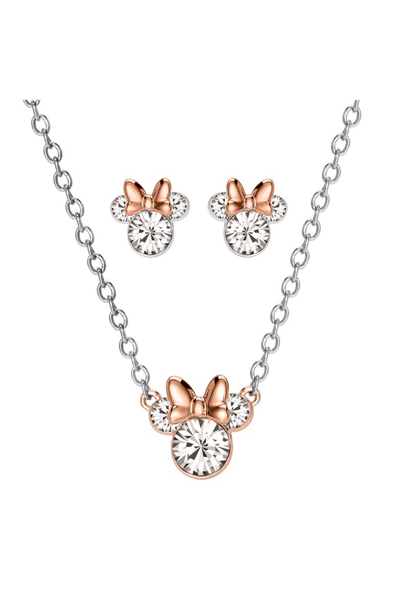 Crystal Necklace and Matching Stud Earrings, Main, color, Silver