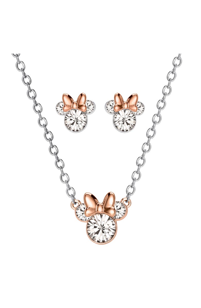 Disney Crystal Necklace and Matching Stud Earrings, Main, color, Silver