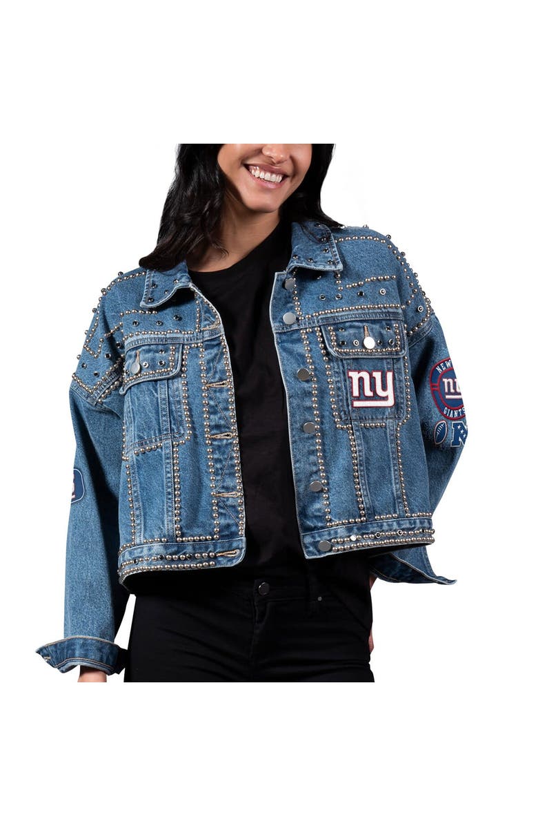 G-III 4HER BY CARL BANKS Women's G-III 4Her by Carl Banks New York Giants First Finish Medium Denim Full-Button Jacket, Alternate, color, 