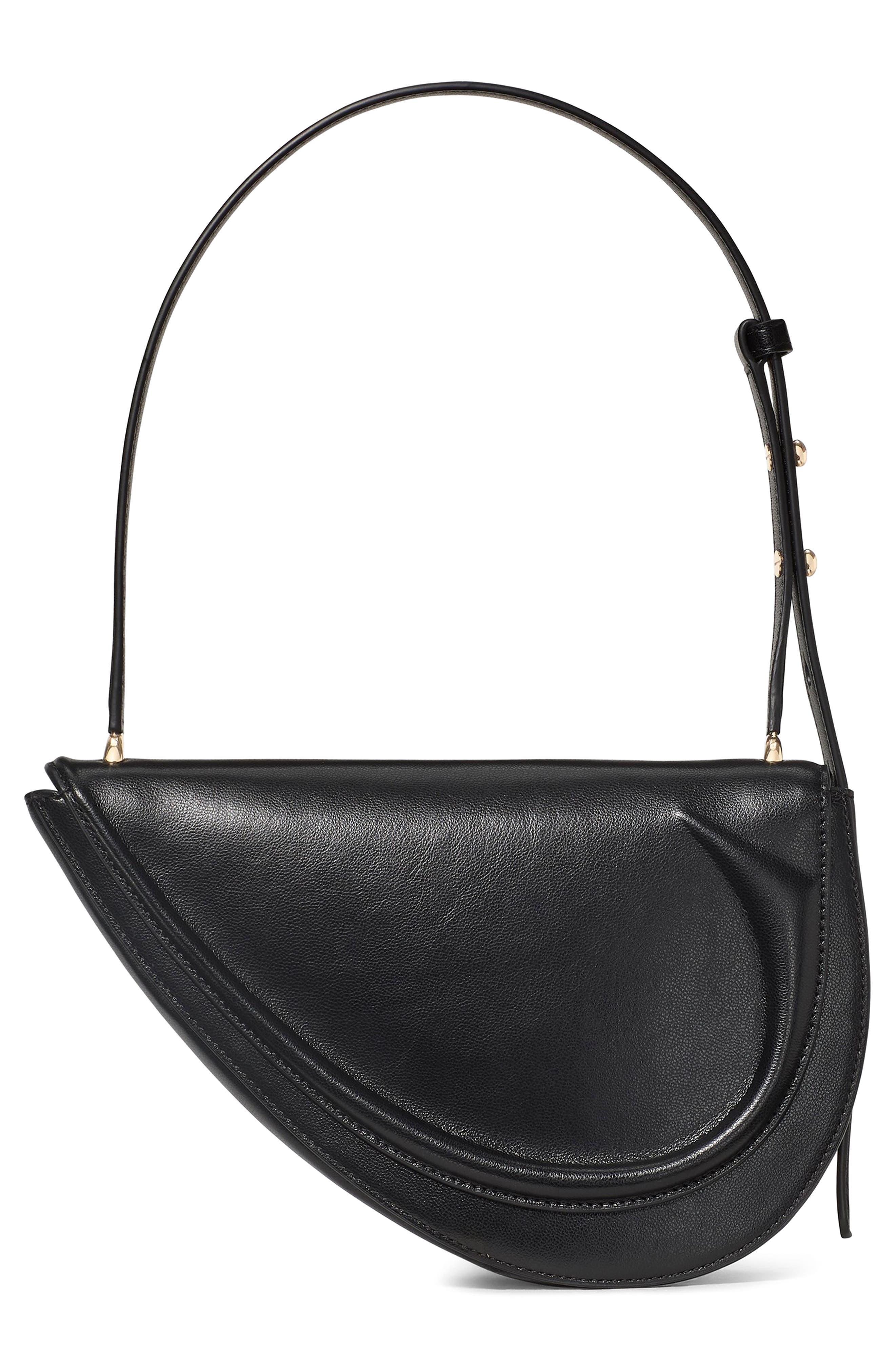 Kate Spade New York the spade fine grain leather shoulder bag, Alternate, color, Black