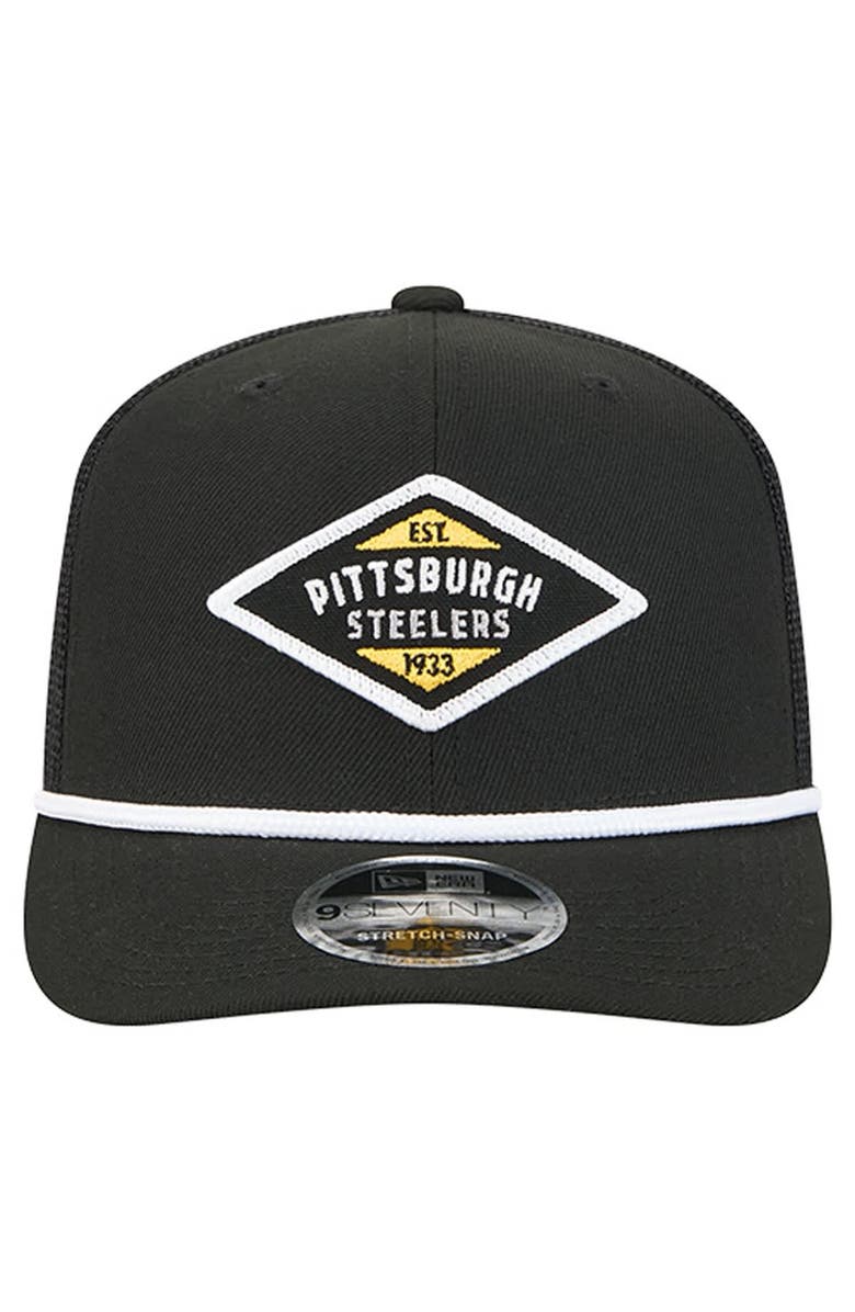 New Era Men
s New Era  Black Pittsburgh Steelers Team 9SEVENTY Adjustable Hat, Alternate, color, Black