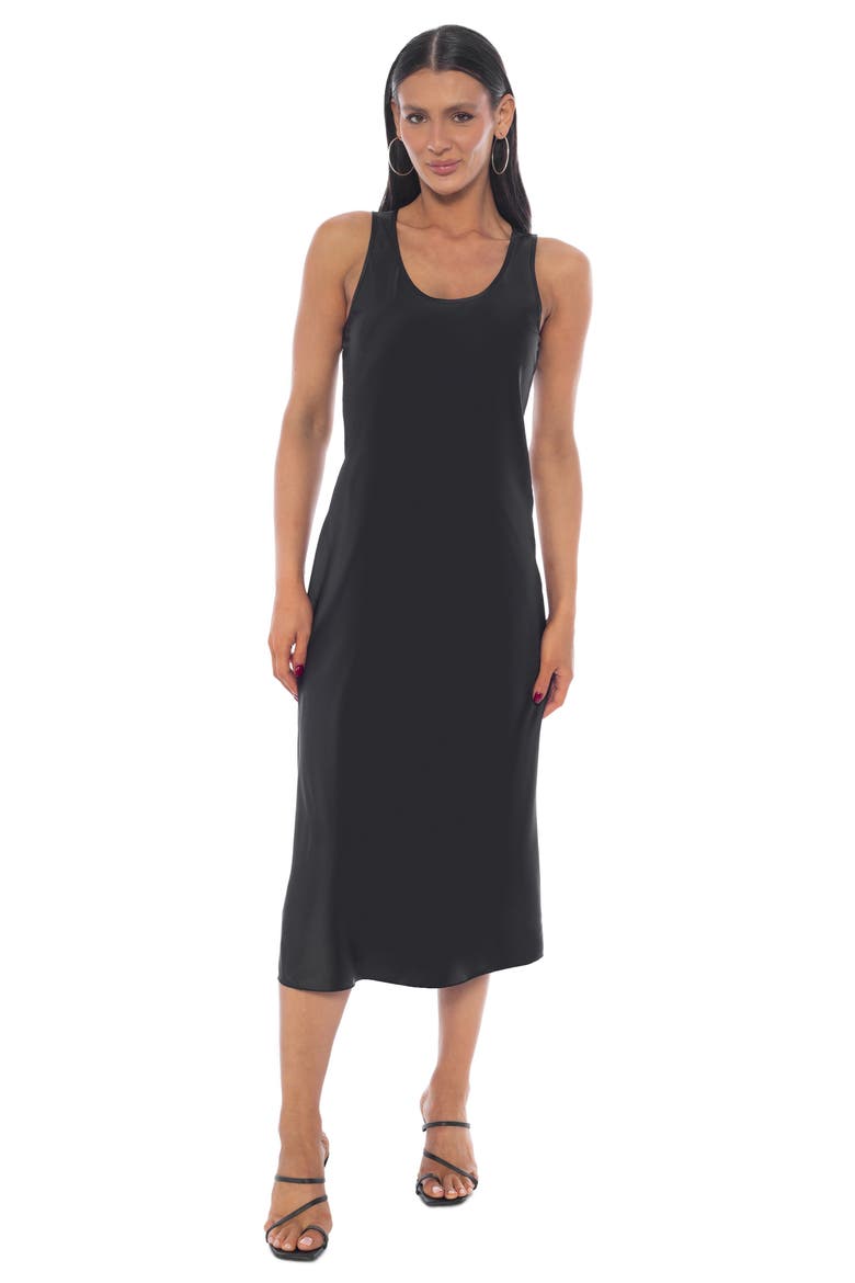 Satin Slipdress & Sweater, Alternate, color, BLACK