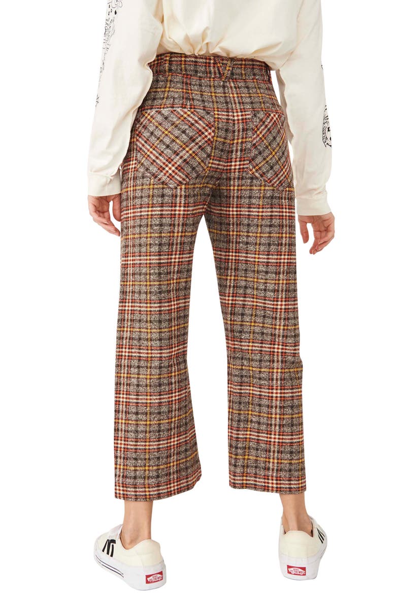 Free People Shape Up Plaid Cotton Crop Trousers, Alternate, color, 