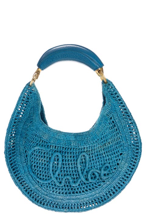 Summer Banana Crochet Raffia Hobo Bag
