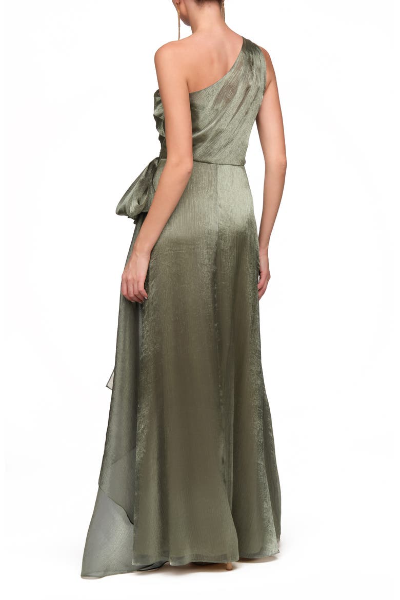 Kairi One-Shoulder Taffeta Gown, Alternate, color, CELADON